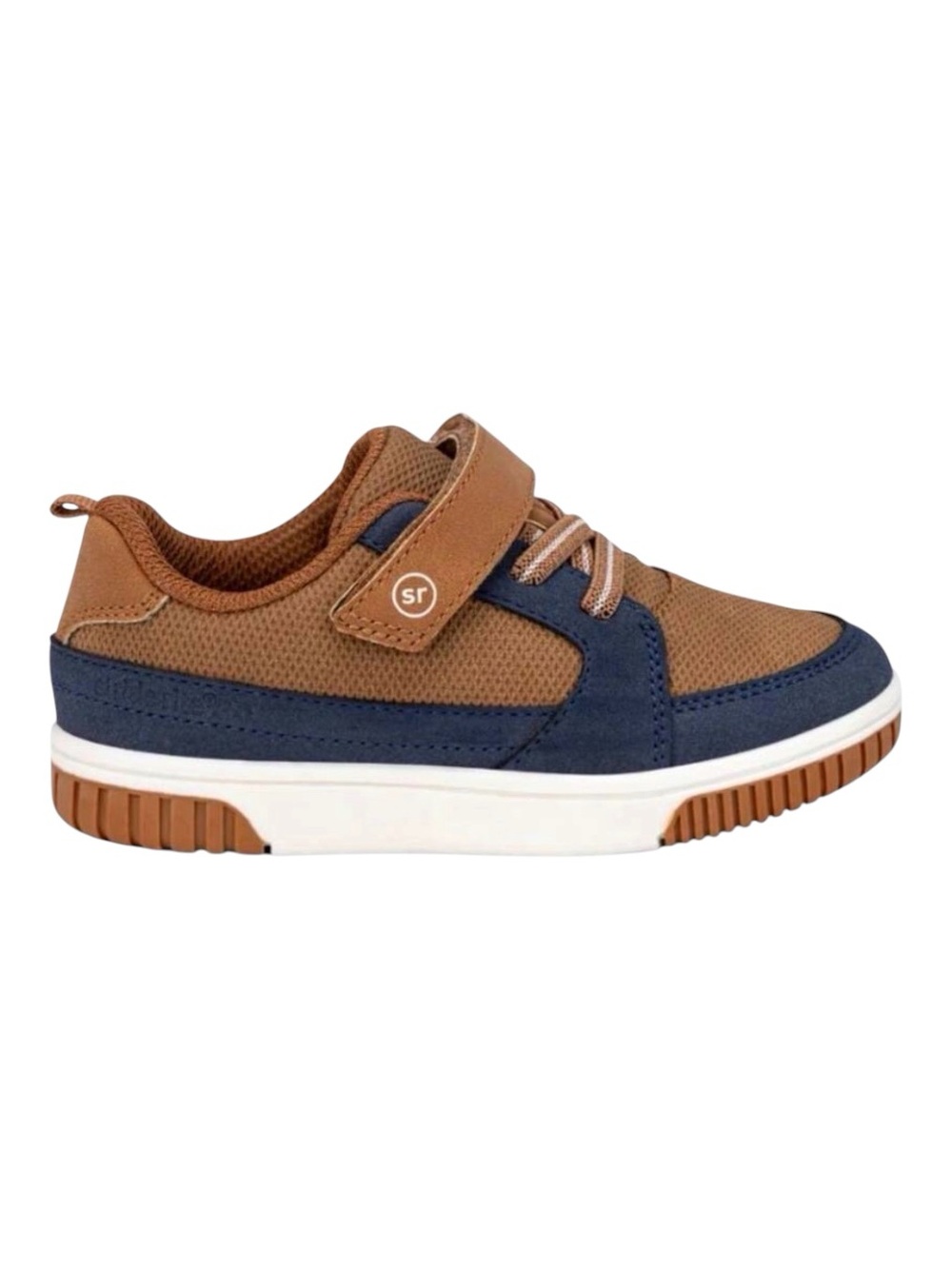 Stride Rite 360 Taylor Boys Sneaker Tan/Navy Hook & Loop US 10M EU 26